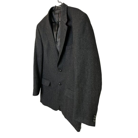 Savile Row Sport Coat Blazer Jacket Size 44 L Gray 100% Wool Tweed Herringbone - Picture 3 of 15